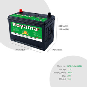 KOYAMA N70L (12V <span class=keywords><strong>70Ah</strong></span>) Normes JIS <span class=keywords><strong>Batterie</strong></span> au plomb bon marché scellée sans entretien <span class=keywords><strong>Batterie</strong></span> de <span class=keywords><strong>voiture</strong></span> automobile - Product Image 2