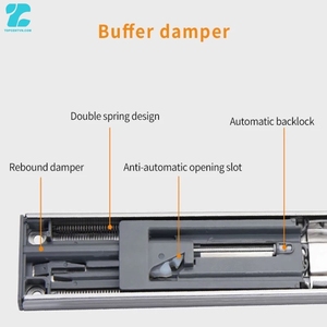 Correderas telescópicas de cajón con rodamientos de bolas de apertura táctil a precio económico, herrajes de cajón deslizante con cierre suave para muebles de cocina - Product Image 3