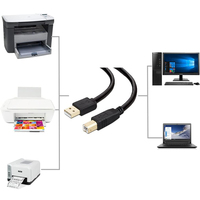 Kabel USB Tipe A Male ke Tipe B Male Custom UL2725 24AWG 28AWG untuk Printer dan Scanner, Kabel Sinkronisasi Data