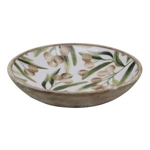 Ensemble de bols en bois de style classique faible profondeur imprimé de fleurs enduites d'émail transparent plat de service polyvalent salade de fruits invités durable - Product Image 2