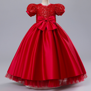Vestido Formal <span class=keywords><strong>de</strong></span> encaje <span class=keywords><strong>de</strong></span> manga corta para niños con cola larga estilo princesa flor niña esmoquin fiestas <span class=keywords><strong>de</strong></span> cumpleaños traje <span class=keywords><strong>de</strong></span> boda para niños - Product Image 4