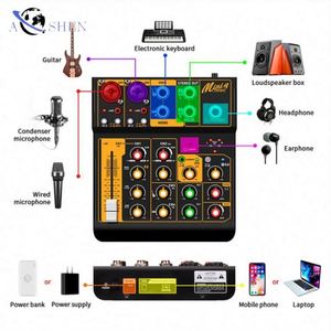 มินิ 4 ช่องเครื่องผสมเสียงการ์ดเสียง OTG สำหรับคอนโซลดีเจ BT 48V อินเทอร์เฟซพีซีสำหรับคอมพิวเตอร์ถ่ายทอดสดการบันทึกแบบเดี่ยว - Product Image 6