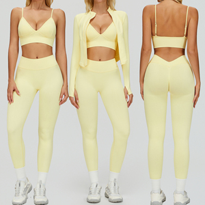 Abbigliamento Sportivo da <span class=keywords><strong>Donna</strong></span> Personalizzato, Completo Sportivo Senza Cuciture in 3 Pezzi, Abbigliamento da Palestra, Fitness e Yoga, Set da Allenamento per Donne - Product Image 1