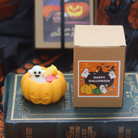 Vela Votiva Orgánica de Cera de Soja con Diseño de Fantasma de Halloween, Hecha a Mano, Creativa, con Efecto de Péndulo, Calabaza, Regalo Festivo