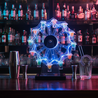 Grande roue LED colorée en plastique acrylique personnalisée présentoir en verre tournant Porte-vin Porte-gobelet pour cocktails Publicité