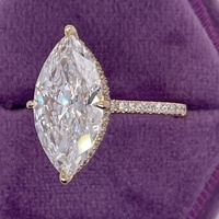 Bague de fiançailles en or massif 10K/14K/18K avec diamant de laboratoire taille marquise 2 carats, halo caché et pavé, couleur VVS DEF, certifiée IGI CVD/HPHT