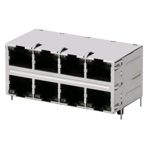 Conector Modular de 2X4 Puertos con Conectores Magnéticos Ethernet RJ-45 0863-2X4R-54-F - Product Image 1