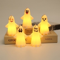 Lampe de nuit LED portable en plastique en forme de main fantôme d'Halloween, pour décoration de fête extérieure, accessoire de visage effrayant, lumière d'ambiance et à activation par le claquement
