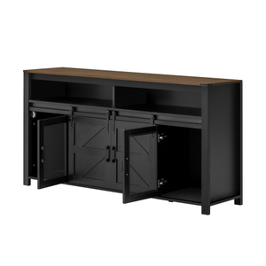 59.3'' Modern <b>Kitchen</b> <b>Sideboard</b> with Sliding Barn Door and Mesh Panels Eco-Friendly Durable Buffet with Open Storage - Product Image 6