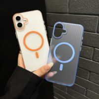 Étui de téléphone de bagage transparent à rayures ondulées pour iPhone 12 13 14 15 16 Pro Max couverture magnétique de charge sans fil