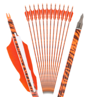 Flèches en carbone mixte LT-P 4 pouces, motif camouflage plumeux, 500 Spine, 80 cm, pointe 100 gr pour tir à l'arc