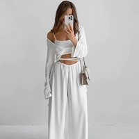 Printemps automne femmes Sexy ensemble de vêtements 3 pièces coton matériau doux vêtements de détente broderie personnalisée logo élégant Homewear