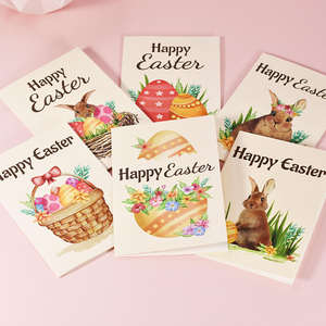 Wholesale Handmade 3D Stereoscopic Easter Anniversary Cards Bunny Eggs Pop-Up Design Die-Cut <b>Matte</b> <b>Varnish</b> Customized Paper - Product Image 1