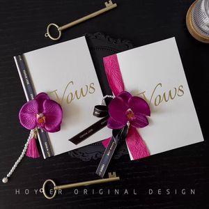 2 uds. De libros de votos de <span class=keywords><strong>boda</strong></span>, Lazo de cinta, caja de bolígrafo Floral, diario de papel para accesorios de novia, libro oficial para bodas - Product Image 5