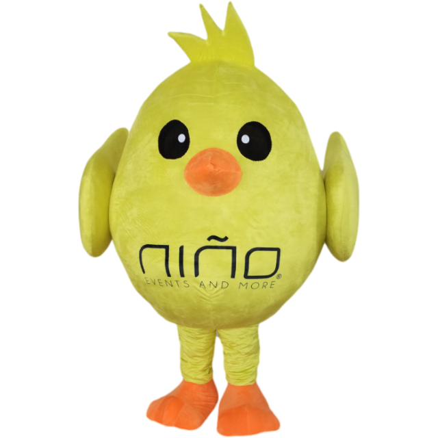 Custom Bird Mascot Costumes Big Body Yellow Adult Unisex Plush Material Blue Sky Brand Logo Can Be Printed Free