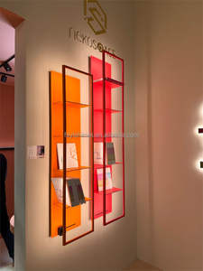 호텔 거실을위한 라이트 폴 시스템이있는 현대 미니멀리스트 럭셔리 모듈러 금속 알루미늄 프레임 벽걸이 형 쇼케이스 - Product Image 2