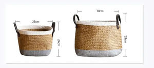 Multiuse Home <b>Storage</b> <b>Basket</b> Set Leather Handle <b>Seagrass</b> Laundry Organizer for Home Use - Product Image 3