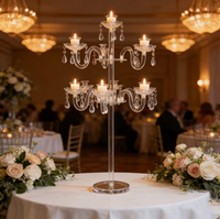 Candélabre en acrylique à 9 têtes, porte-bougie en cristal, décoration de mariage, centre de table, décoration de fête et de maison
