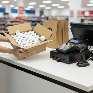 Vente en gros d'usine, rouleaux de papier thermique pour terminal de point de vente (TPV) et distributeur automatique (ATM) les plus populaires, 80*80 <span class=keywords><strong>57</strong></span>*40, pour les reçus de chèques et les reçus de caisse - Product Image 1