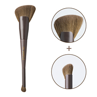 Ensemble de 11 pinceaux de maquillage de luxe haut de gamme personnalisés, bronzant brun, double tête, 100% poils vegan doux, outil de beauté, pinceau pour le visage et les yeux