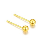Pendientes de Oro Real de 24K, 999, con Cuentas de 5mm, 5G, para Mujer, Diseño 3D de Bola Dura, Marca Xinfly