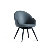 Chaise de salle à manger pivotante simple et moderne avec structure en métal et dossier rembourré en cuir pour la maison et l'hôtel, design de luxe léger