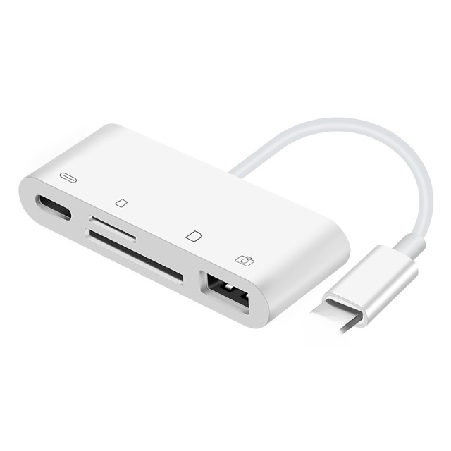 4 in 1 Type C Adapter USB 2.0 Ports SD TF Card Reader Compatible for MacBook Computer