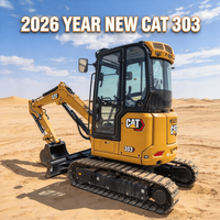 Nouvelles excavatrices CAT 303CR à vendre, année de fabrication 2026, neuves, Caterpillar 303CR, moteur C1.1T avec chenilles en caoutchouc, Cat 303 Euro IV