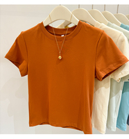 T-shirts courts d'été pour femmes en gros, style Y2K, 100 % coton, col rond, épaules droites, manches courtes, coupe ajustée, respirants, logo personnalisé