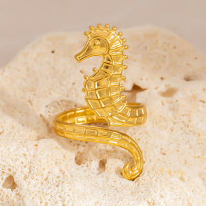 Stainless Steel <b>Ring</b> 18K Gold Plated Ocean Series Animal Shape Index Finger <b>Ring</b> Women's Jewelry Gift - Product Image 4