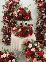 Centres de table rouges bordeaux classiques haut de gamme Arrangements de roses de fleurs artificielles de mariage pour la décoration