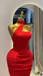 Abito midi <span class=keywords><strong>da</strong></span> donna con <span class=keywords><strong>scollo</strong></span> all'americana, drappeggiato, aderente, con spacco posteriore, per feste ed eventi formali - Sehe Fashion - Product Image 2