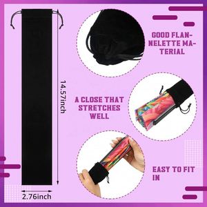 Large European Style Flower Velvet Folding Hand Fan Bag Drawstring 14.57x2.76 <b>Black</b> Fabric Sleeve Protector Gift <b>Wrap</b> Bags - Product Image 2