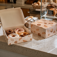 Boîte à dessert en carton alimentaire recyclable, avec couvercle rabattable, fabrication OEM/ODM pour les commerces de détail alimentaires, fourniture en gros personnalisée.