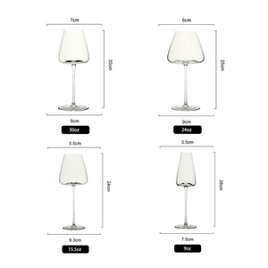 Ensemble de verres à vin en cristal sans plomb faits à la main, forme conique, pour vin rouge, capacité 301-400 ml - Product Image 4