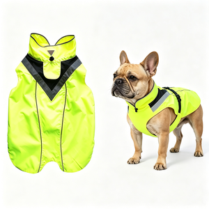 High Visibility Neon <b>Yellow</b> <b>Dog</b> <b>Raincoat</b> Waterproof Windproof Pet Reflective Vest Adjustable Buckle <b>Dog</b> Jacket Breathable Mesh - Product Image 1