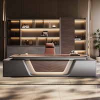 Bureau de direction modulaire haut de gamme en MDF, mobilier de bureau moderne et simple pour la maison, combinaison table et chaise
