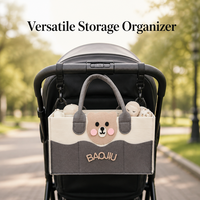 Sac de rangement rigide en feutre pour couches, motif ours mignon, avec 3 poches avant, personnalisable avec votre logo, OEM ODM, vente en gros