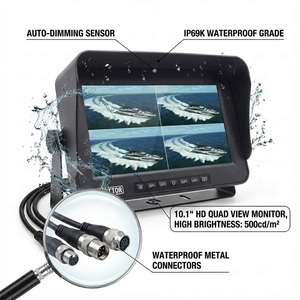 10,1-дюймовый водонепроницаемый монитор IP69K для камеры заднего вида, 1080P, металлический корпус, 4-канальный видеовход, автоматическое затемнение, для лодок и экскаваторов - Product Image 2