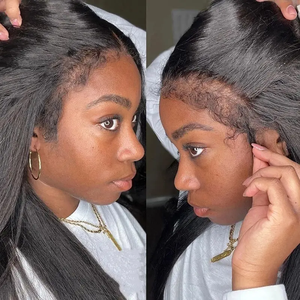 Parrucche corte 4C Afro Kinky Curly in capelli umani con frontale in pizzo HD trasparente 13x4, senza colla, con bordi crespi e linea naturale dei capelli per donne di colore. - Product Image 6