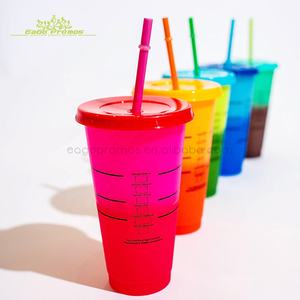 كوب عصير ماء بلاستيكي قابل لإعادة الاستخدام عالي الجودة ومخزون بماصة - Product Image 3