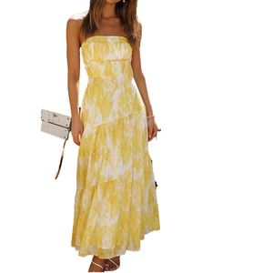 Robe de soirée longue sans manches en tissu paisley floral modeste pour femme - Robe de mariage chic d'été - Product Image 1