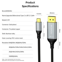   Câble Thunderbolt 4 Type C vers DP 2.1 bidirectionnel 16K 30Hz 8K 60Hz 240Hz 40 Gbps pour MacBook pour iPhone 15