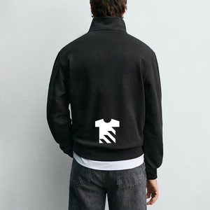 Sudadera con Cierre y Cuello Alto de Forro Polar Suave de 380 g/m² con Estampado Personalizado de Otoño, Sudadera Clásica Negra con Cierre de 1/4 para Hombre - Product Image 4