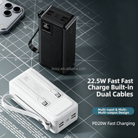Banco de Energía Portátil Personalizable de Gran Capacidad, 20W 22.5W, Carga Rápida PD, 30000mAh, LED, Cable Integrado, 40000mAh 50000mAh