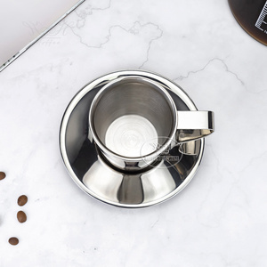 Vaso de chupito Espresso de acero inoxidable 304, espejo de doble pared, tazas de <span class=keywords><strong>capuchino</strong></span>, herramientas de té y café, taza de café con juego de platos - Product Image 4