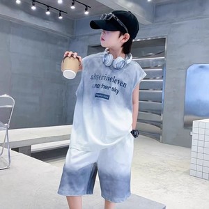 Conjuntos de Ropa Casual para Niños Adolescentes, Estilo Coreano de Verano, Chaleco y Pantalones Cortos con Estampado Degradado de 2 Piezas - Product Image 1