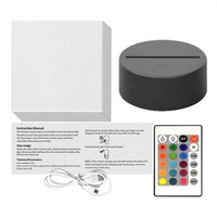Support de lampe LED 7 couleurs, base de lampe 3D illusion anime en acrylique, lampe de nuit LED avec câble USB et télécommande