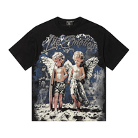 MIXED EMOTION Summer Street Haut à manches courtes décontracté pour couple, en coton, imprimé haute définition et orné de strass, coupe oversize