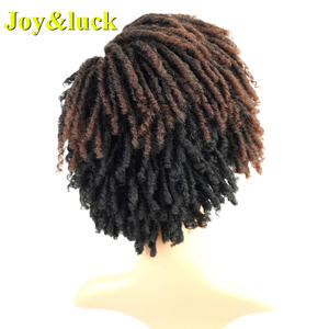 Perruque synthétique dreadlocks brunes — noble, perruque ombre africaine pour femmes noires, perruque raie latérale naturelle courte, boucles Faux Crochet, perruque dreadlocks - Product Image 2